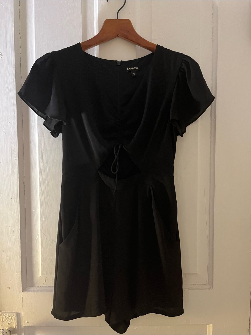 Express Black Mini Romper with Tie-Front